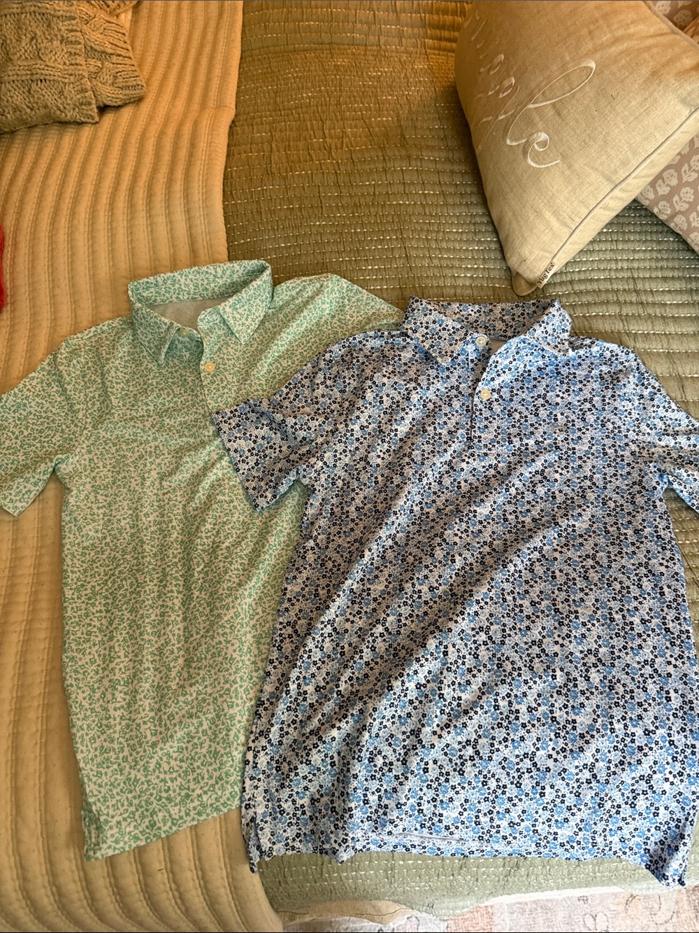 Southern Tide Blue and White Floral polo Shirt